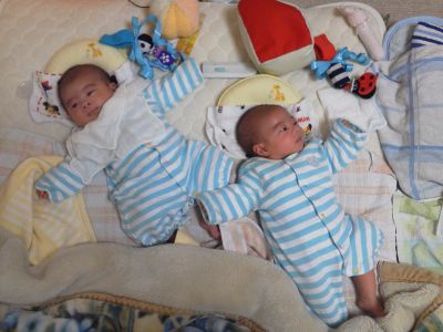 生後2ヶ月。まだなんとか枕の上